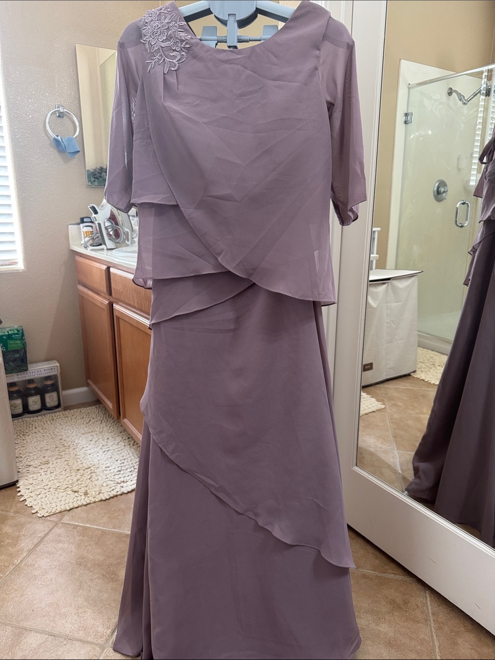 Lilac Layered Chiffon Evening Gown